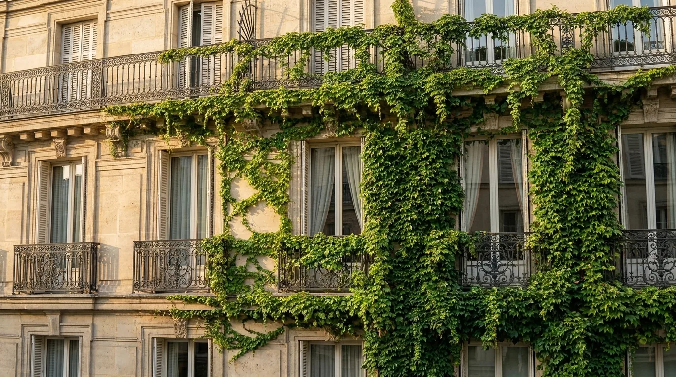 Ivy grown in Ivy Grower Studio rendered on a Parisian facade